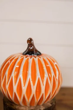 6” Dolomite Harvest Pumpkin Decor
