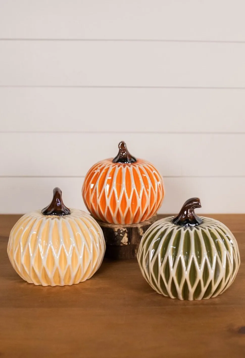 6” Dolomite Harvest Pumpkin Decor