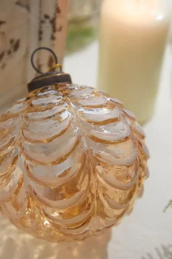 4" Draped Golden Glass Ornament