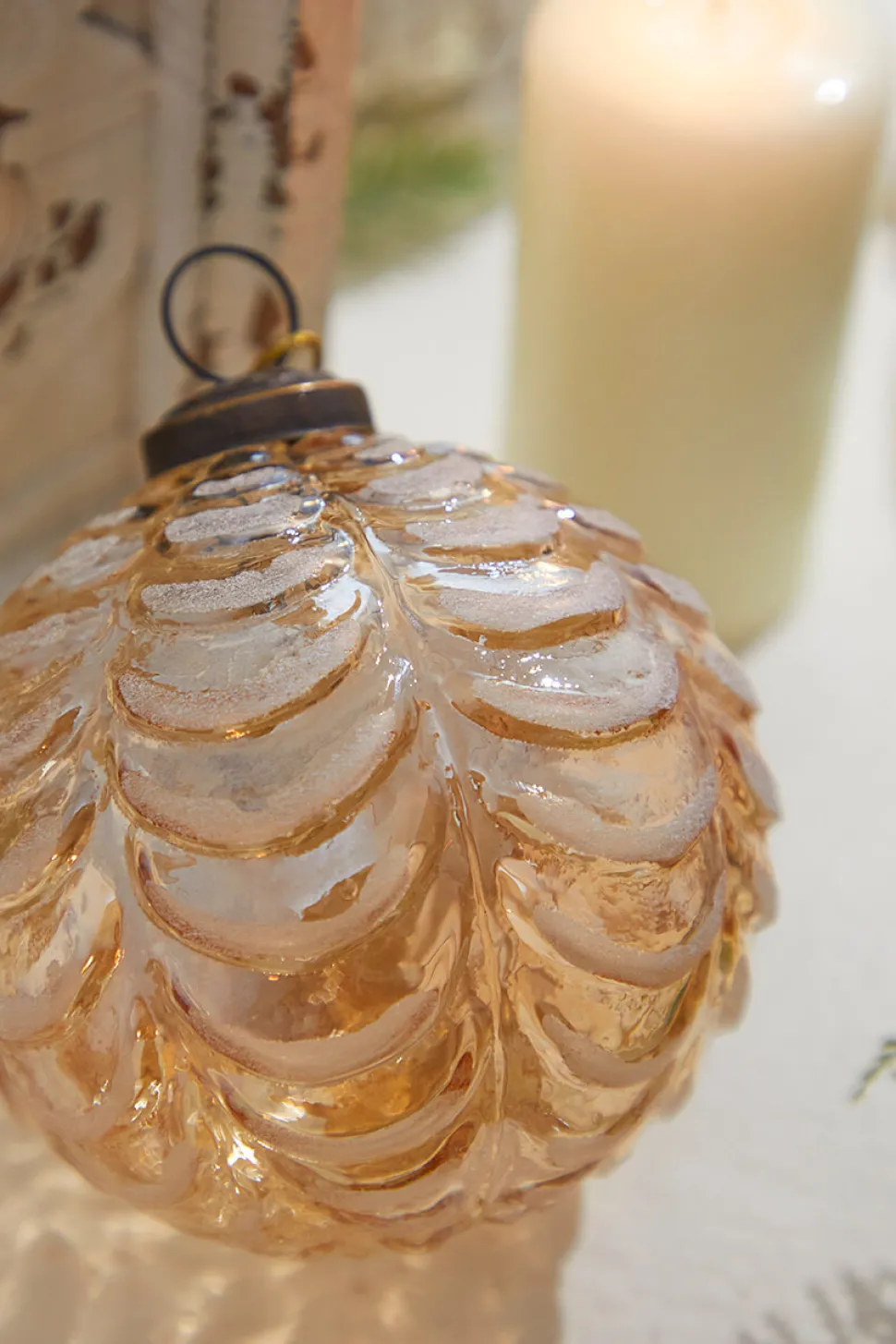 4" Draped Golden Glass Ornament