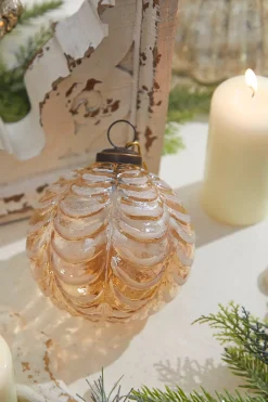 4" Draped Golden Glass Ornament