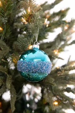 3” Drop/Ball Blue Glass Ornament