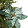 22" Dusty Green Velvet Poinsettia Stem