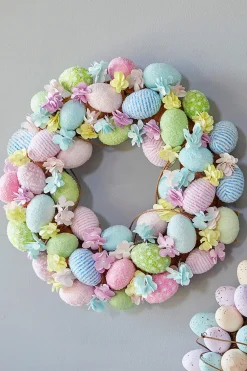 15.75" Easter Egg With Flowers Wreath