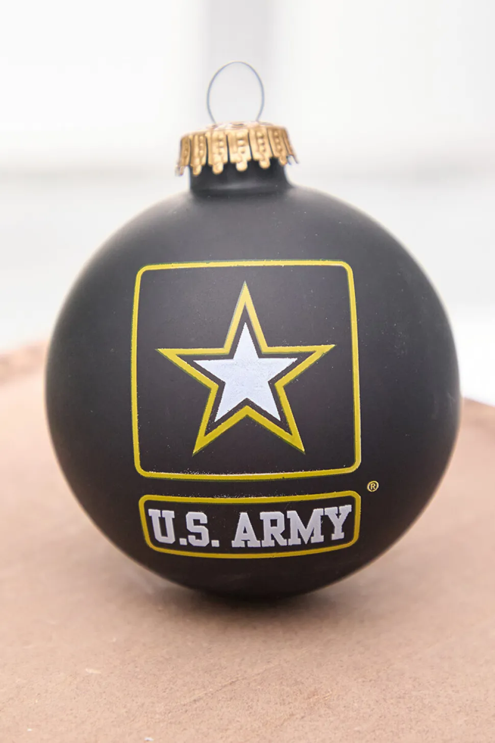 3.25" Ebony U.S . Army Logo & Song Glass Ball Ornament