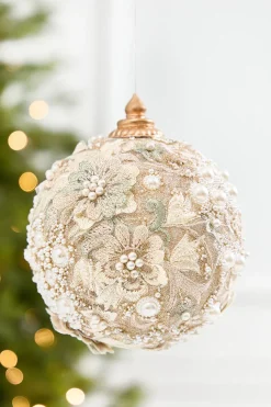 5" Embellished Pearl Glitter Ornament