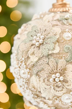 5" Embellished Pearl Glitter Ornament