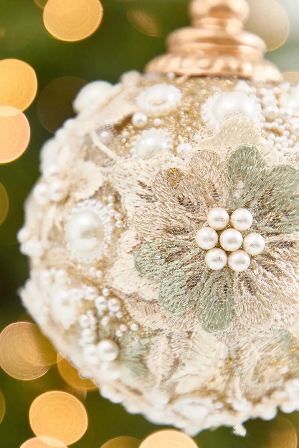4" Embellished Pearl Glitter Ornament