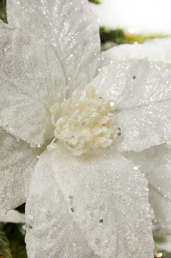 26” Embossed Poinsettia with Glitter Stem