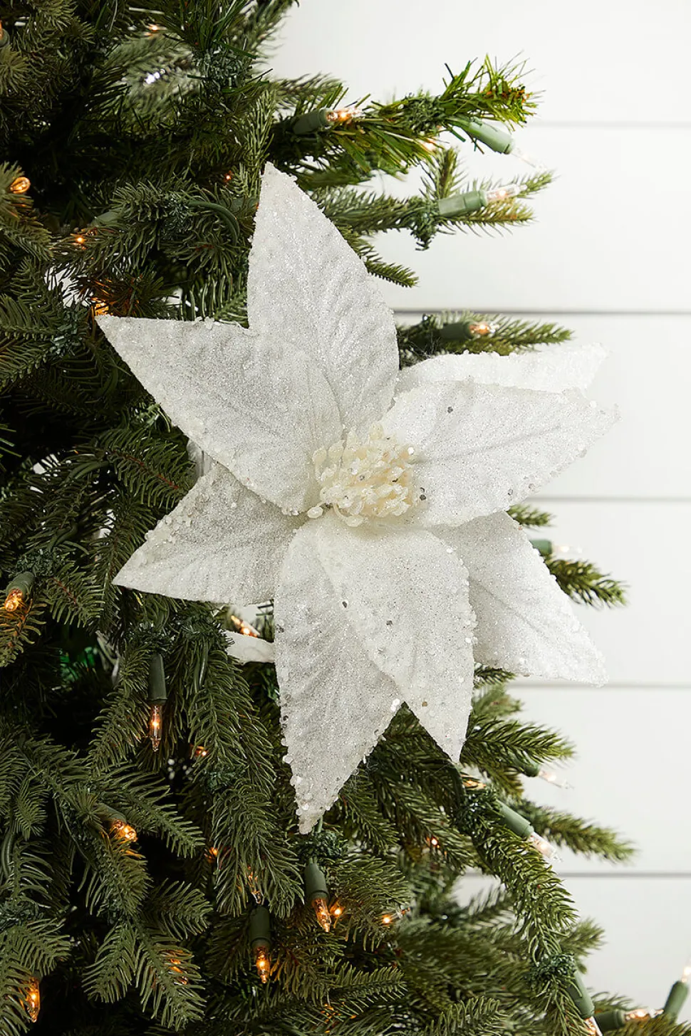 26” Embossed Poinsettia with Glitter Stem