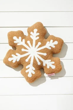 Embroidery Snowflake Pillow - Brown
