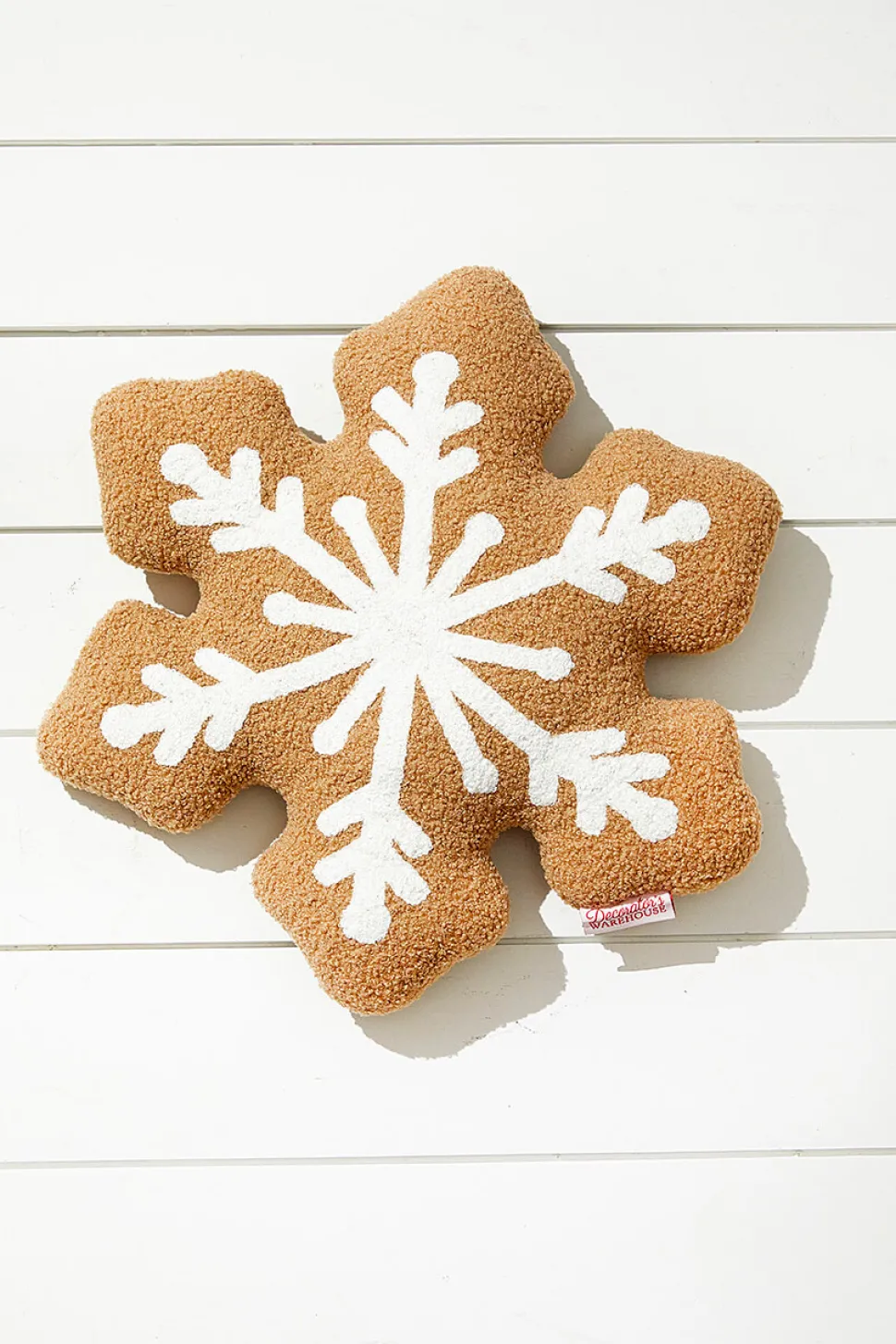 Embroidery Snowflake Pillow - Brown