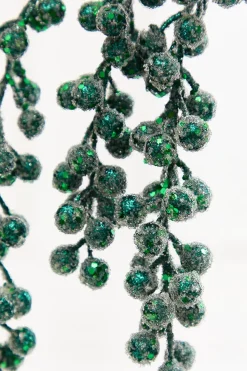 31" Emerald Glitter Berry Spray