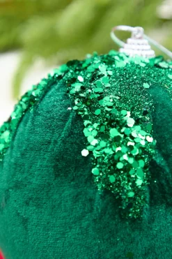 5" Emerald Sequin Velvet Ball Ornament