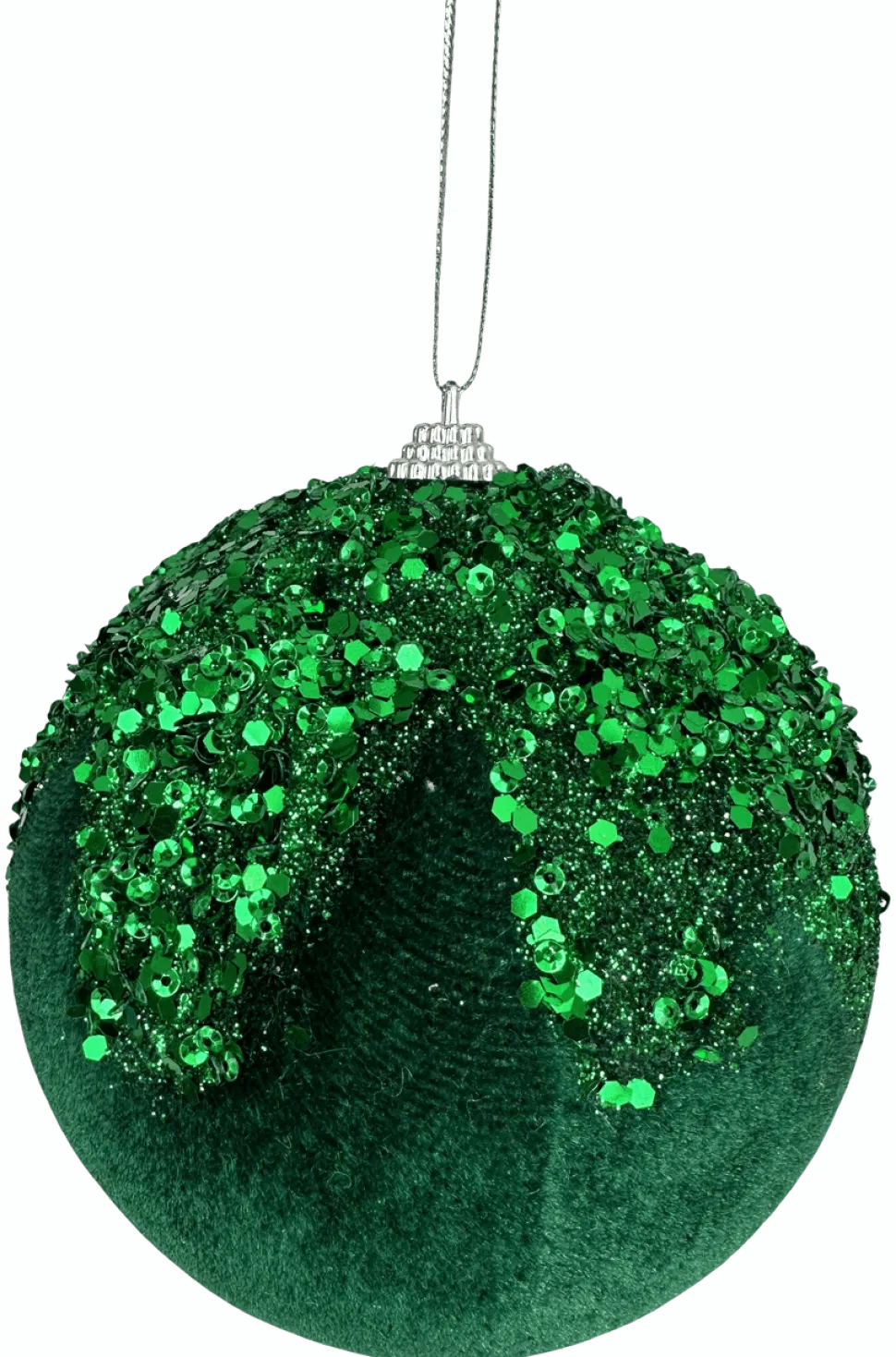 5" Emerald Sequin Velvet Ball Ornament