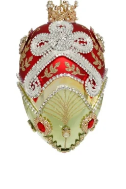 7" Faberge Jewel Egg Ornament , Green/Red - Mark Roberts