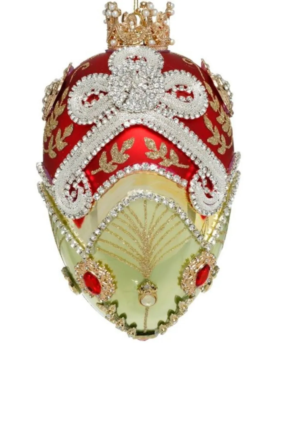 7" Faberge Jewel Egg Ornament , Green/Red - Mark Roberts