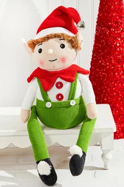 20" Fabric Alpine Sitting Santa Elf
