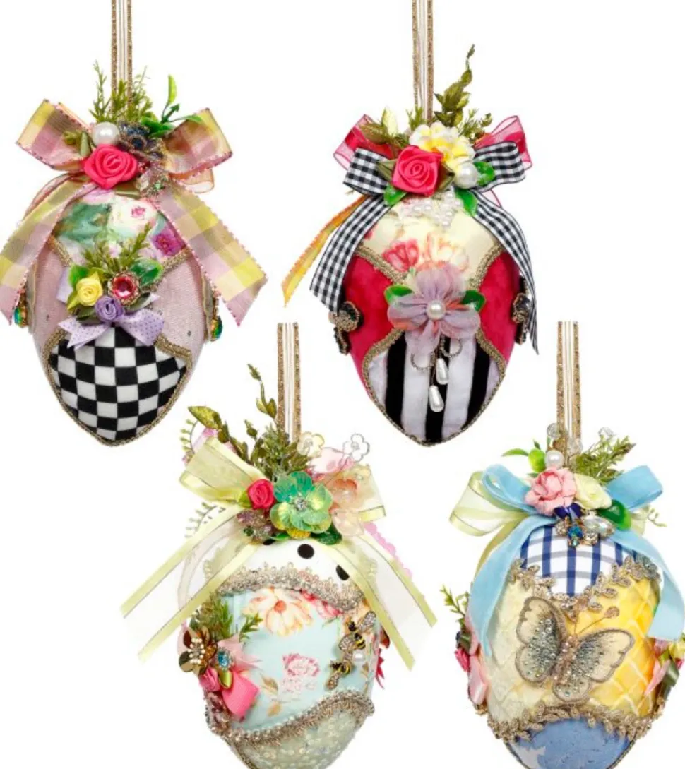 6" Fabric Jeweled Easter Eggs, Set of 4 - Mark Roberts