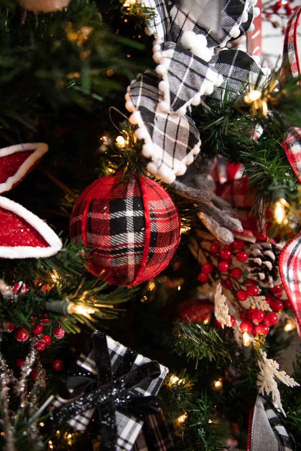 4” Fabric Plaid Ball Ornament