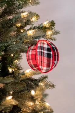 4” Fabric Plaid Ball Ornament