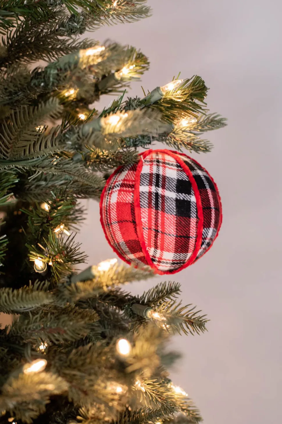 4” Fabric Plaid Ball Ornament