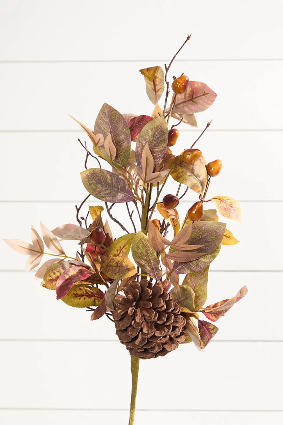 28" Fall Leaves and Pinecone Spray