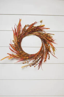 7” Faux Autumn Grass Candle Ring