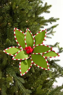 24" Felt Poinsettia with Peppermint Edge