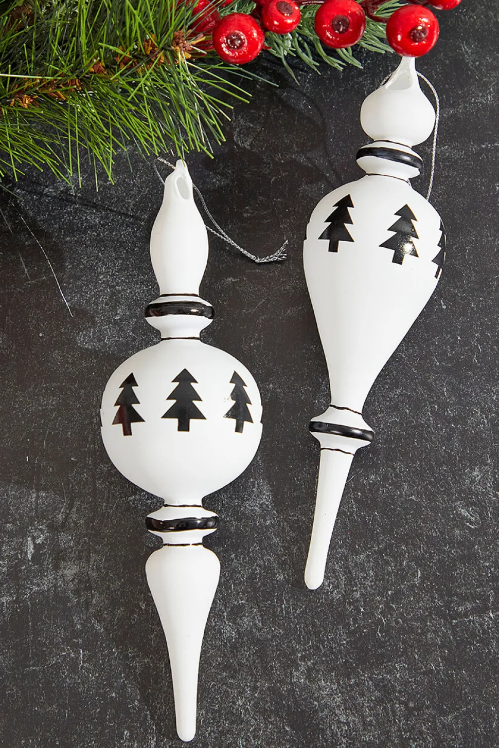 8" Finial Glass Ball/Drop Ornament