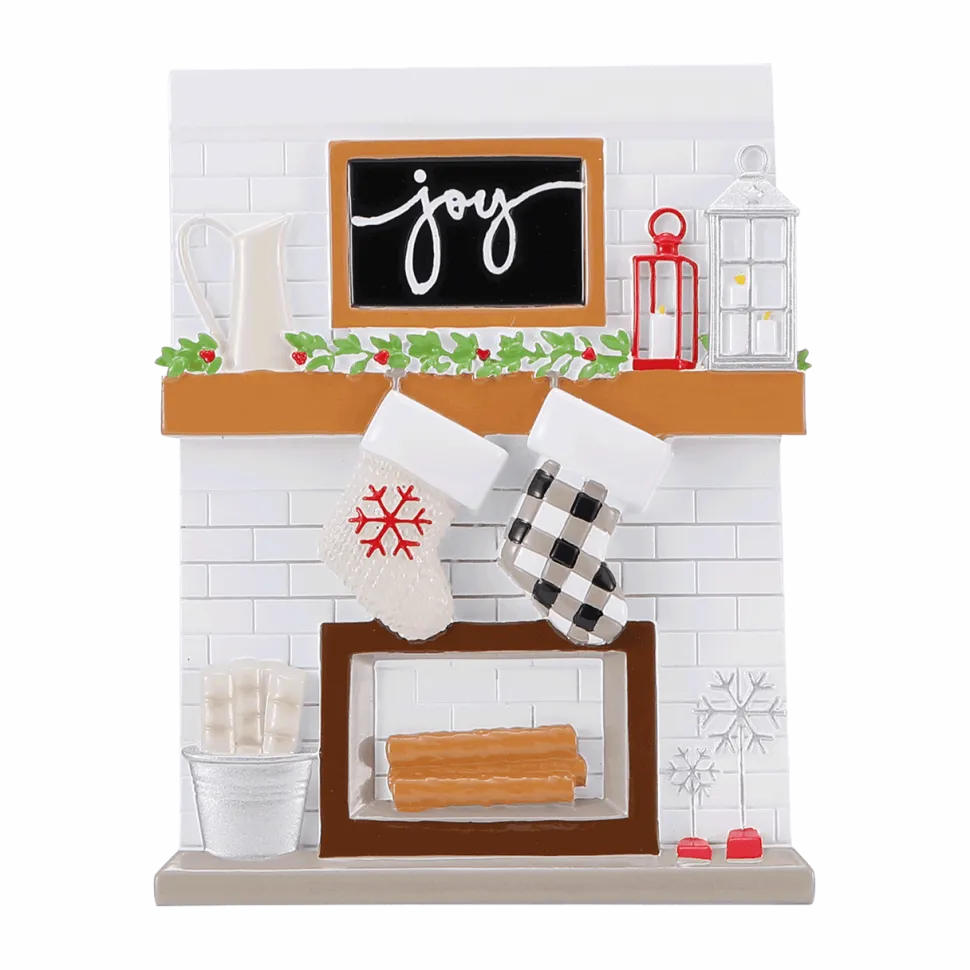 Fireplace Mantle Family of 2 Customizable Ornament
