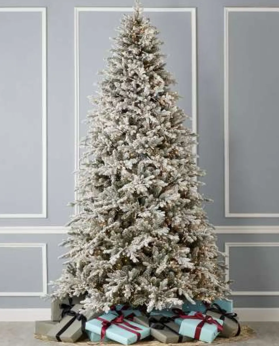 7.5' Flocked Dandan Pine Tree with 2200 Warm White LED Lights