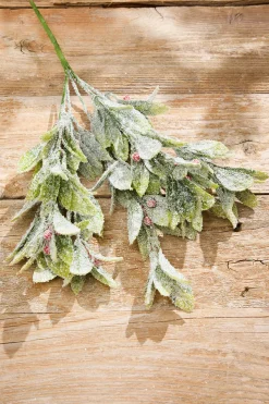 17" Flocked Mistletoe Christmas Bush