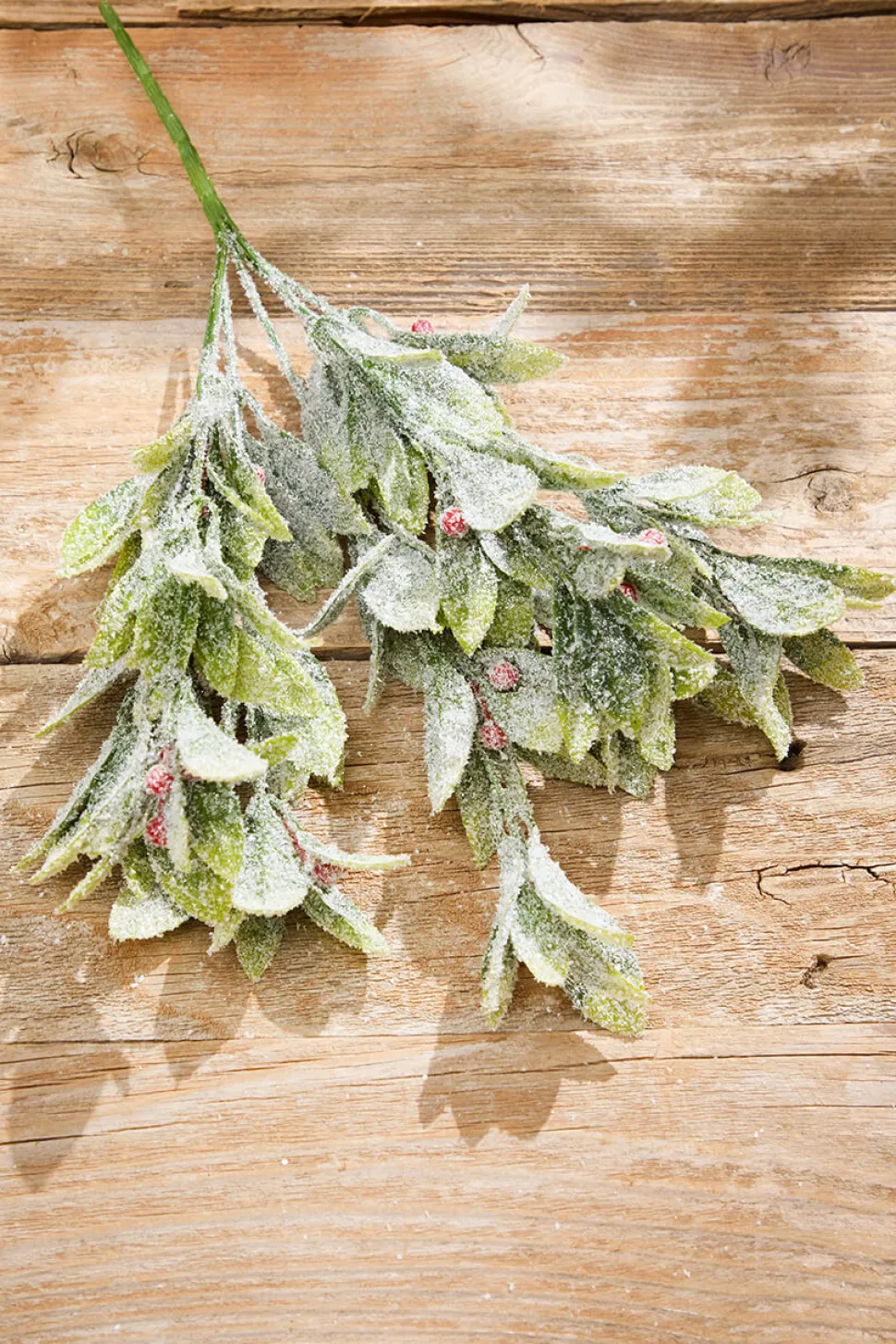17" Flocked Mistletoe Christmas Bush