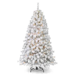 6.5' Flocked Winter Fir Tree with 250 Warm White LED Lights