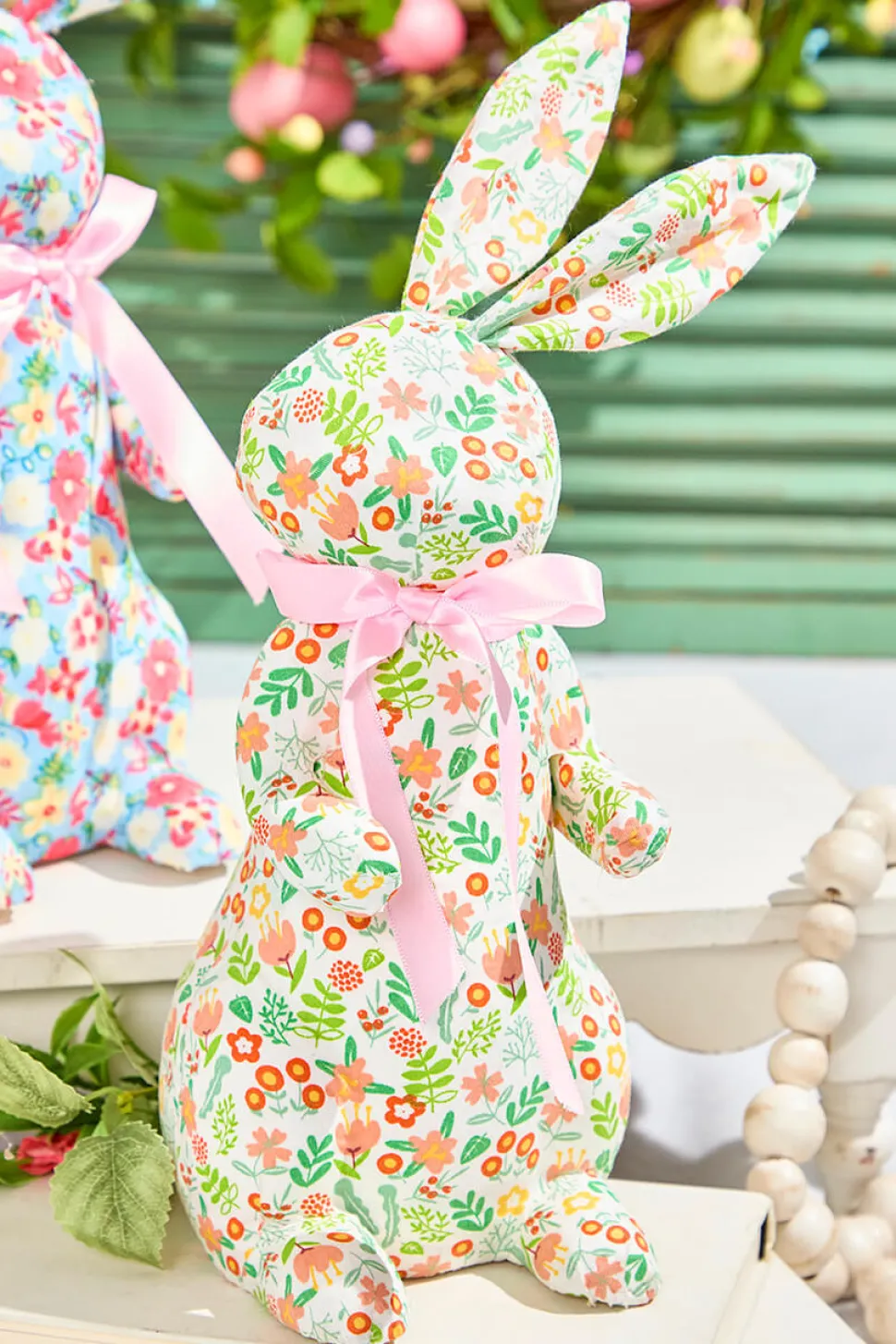 12" Floral Fabric Bunny