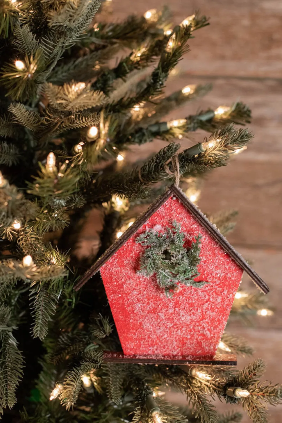 6.75” Frosted Birdhouse Ornament