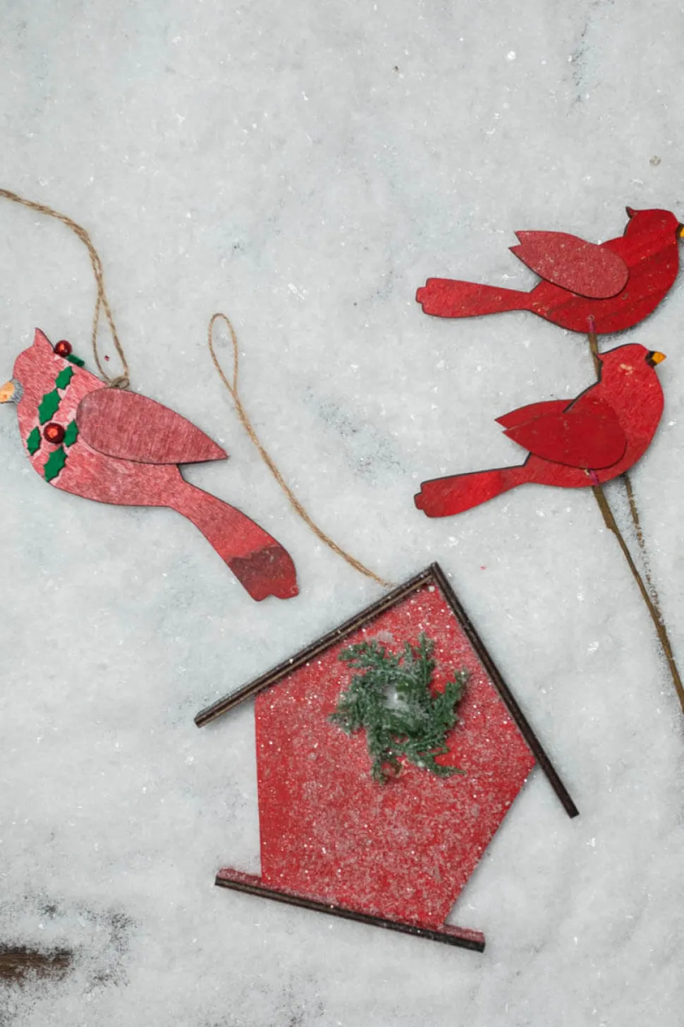 6.75” Frosted Birdhouse Ornament