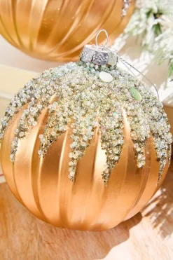 4” Frosted Glass Glitter Ornaments
