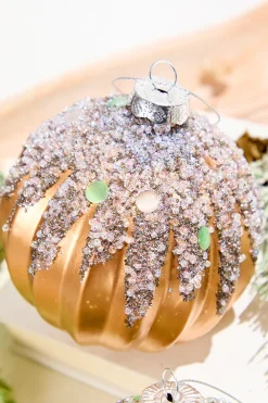 4” Frosted Glass Glitter Ornaments