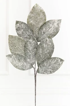 32.5" Frosted Magnolia Leaf Spray