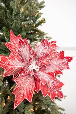 22” Frosted Poinsettia Stem