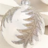 4” Frosted Silver with Tree Glass Ornament