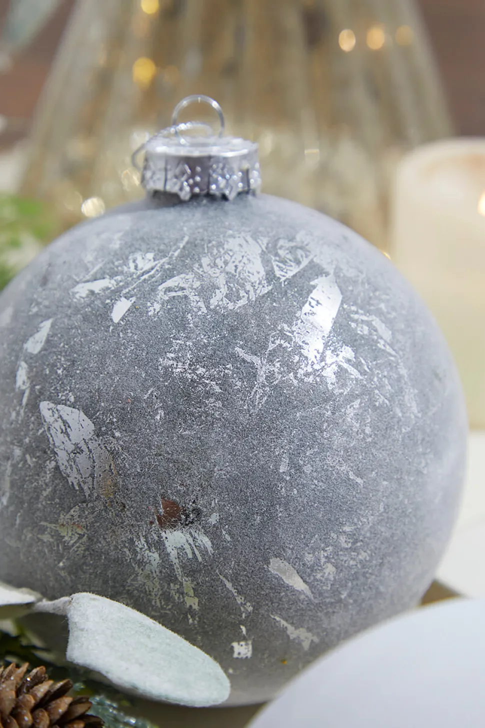 5" Frosted White Christmas Ball Ornaments - Set of 6
