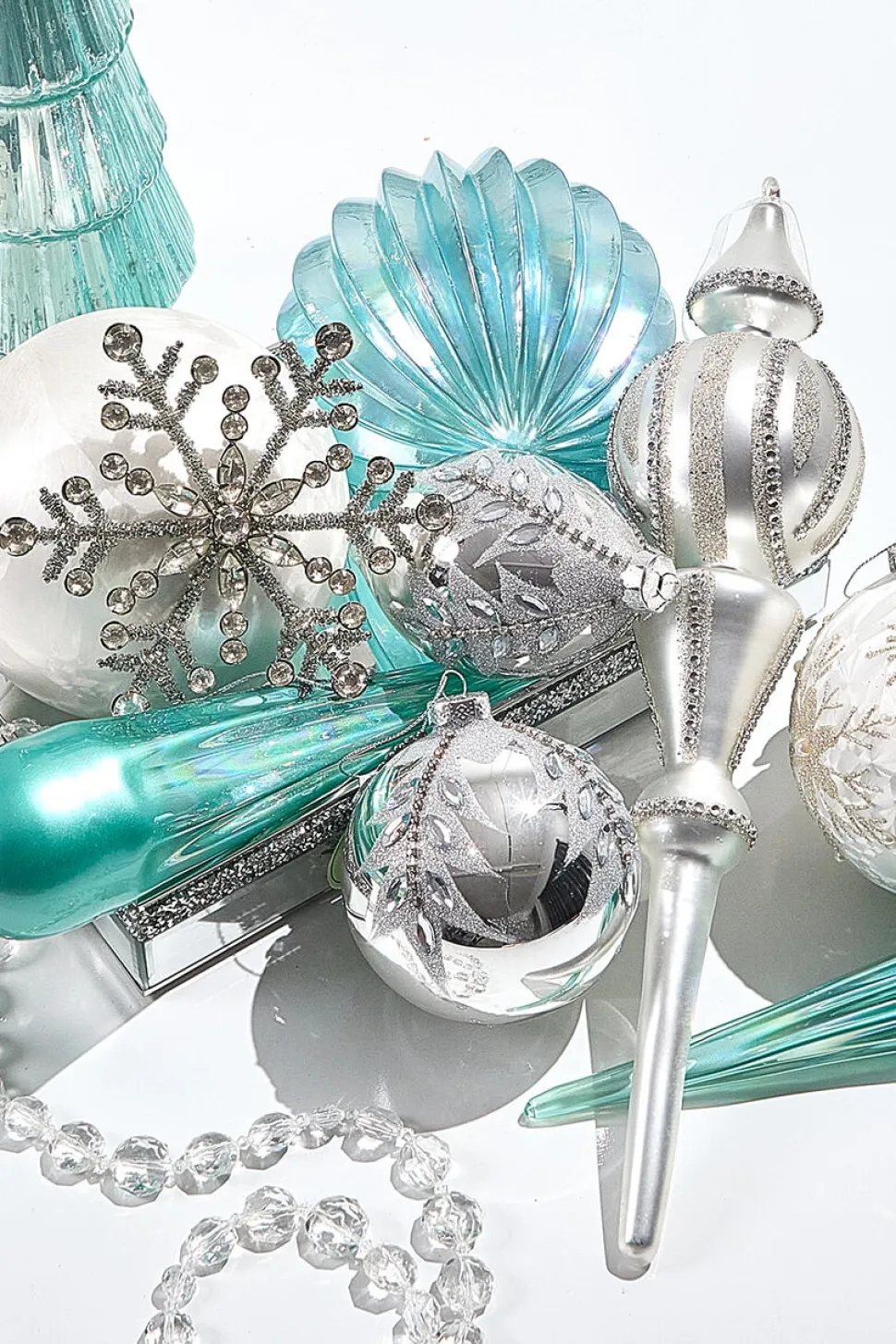 14" Frosty Blue Glass Icicle Ornament
