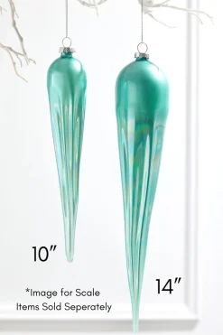 10" Frosty Blue Glass Icicle Ornament