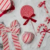 10” Frosty Candy Cane with Bow Ornament