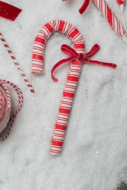 10” Frosty Candy Cane with Bow Ornament