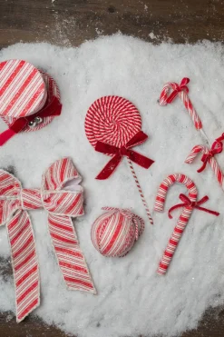 26” Frosty Peppermint Candy Cane with Bow Spray