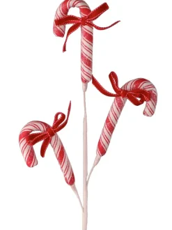 26” Frosty Peppermint Candy Cane with Bow Spray